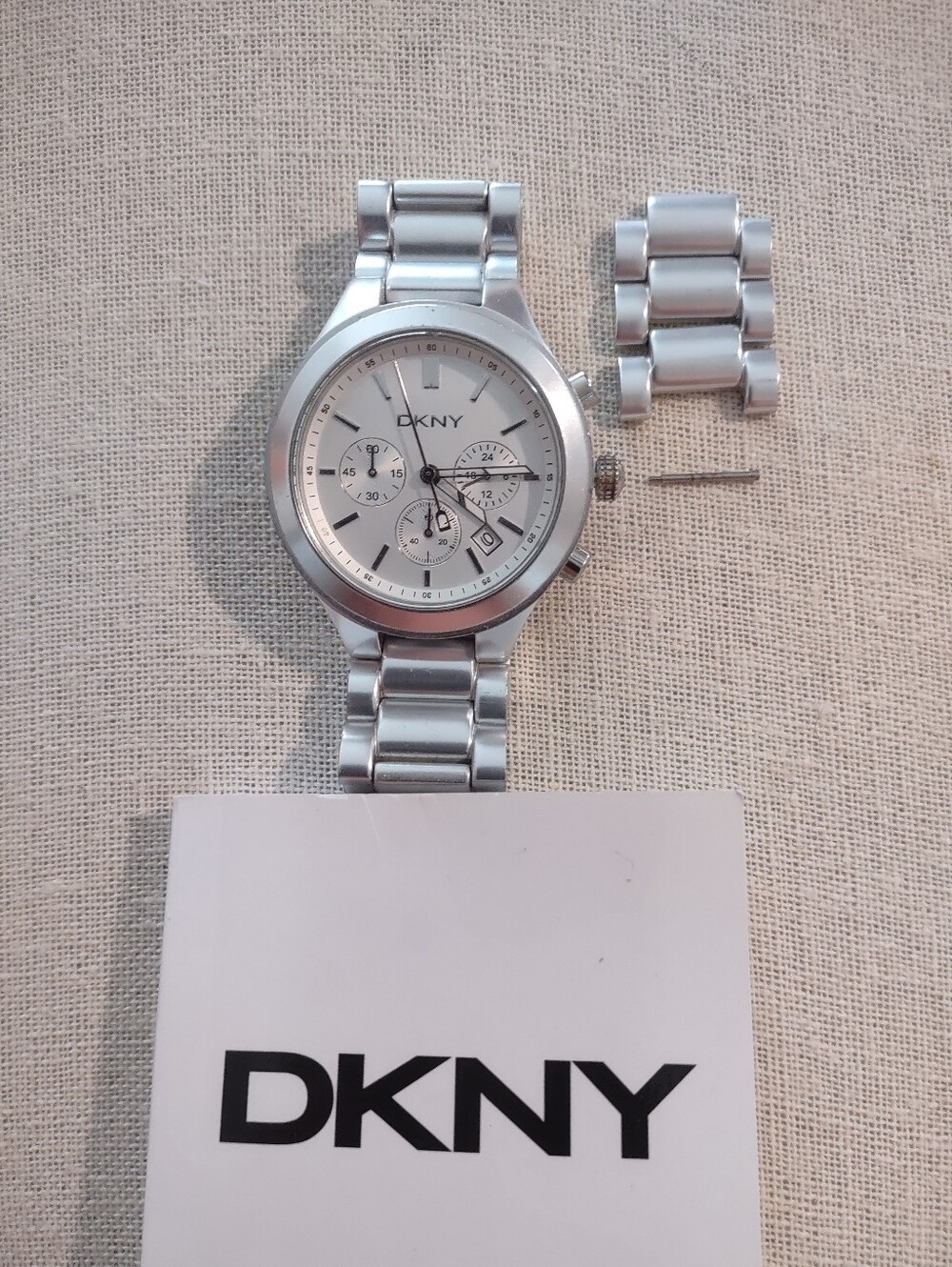 DKNY Silver Aluminum Chronograph Bracelet Watch